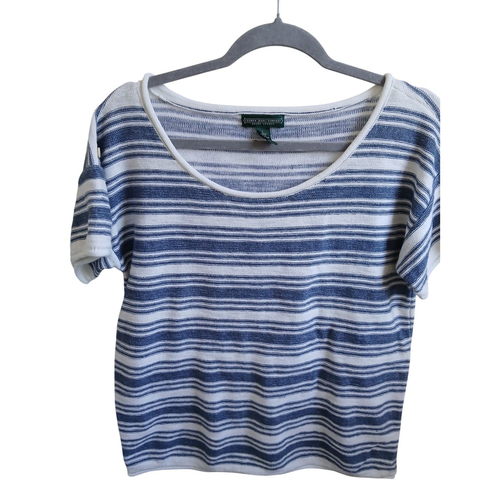 Lauren Jeans Company Ralph Lauren ‎ Knit Top Short Sleeve Boat Neck Size L